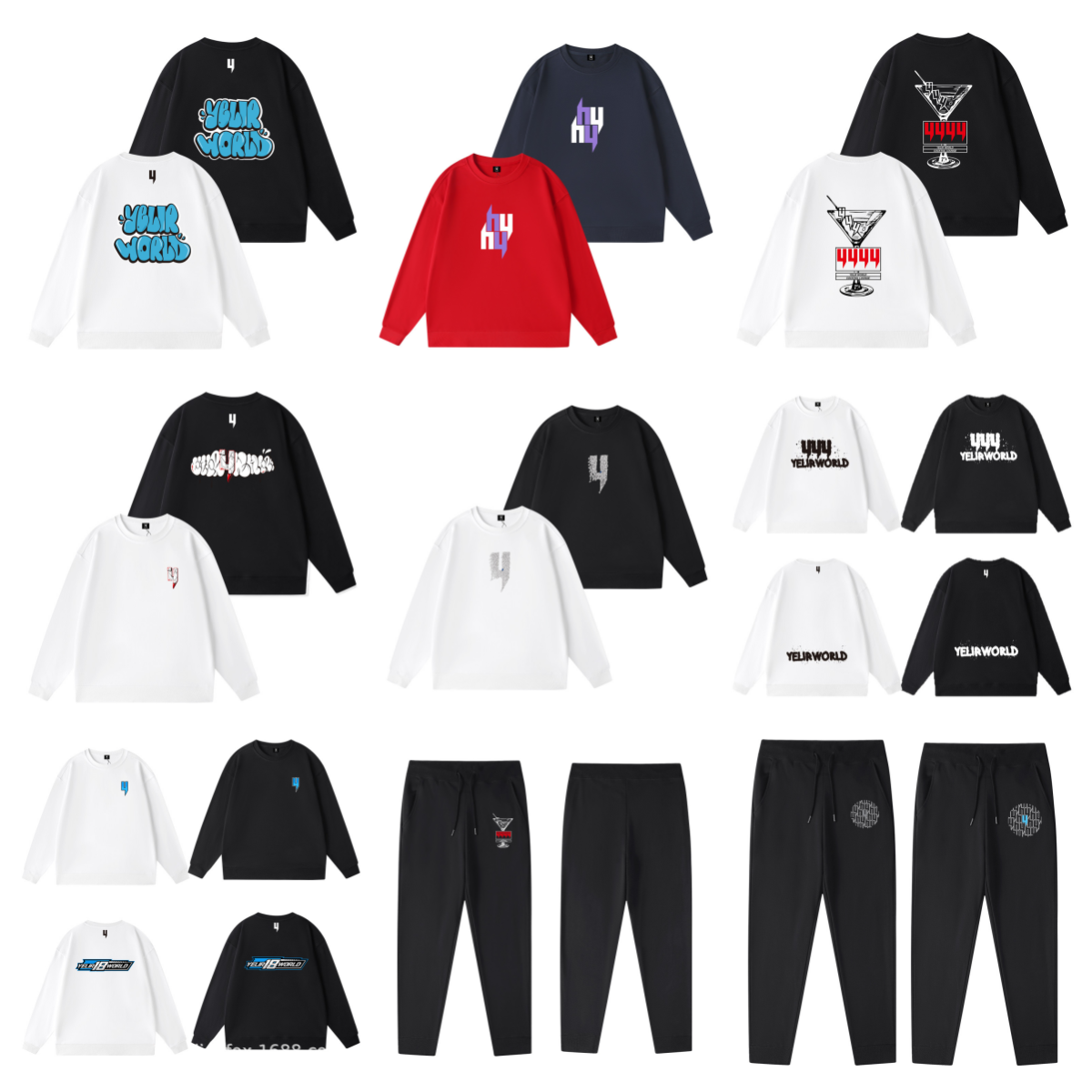 Men's Hoodies Round-neck Street Hip-hop Design High-end Black Red And White Combination Letter Print, Comfortable Cotton Loose Autumn And Winter 