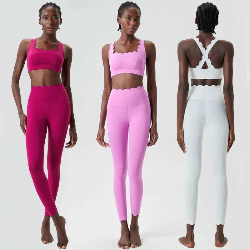 Women Solid Color Gym Suit Two Pieces Fitness Yoga Set Super Streth Slim Fit Running Sportswear Breathable Workout Clothes W250923