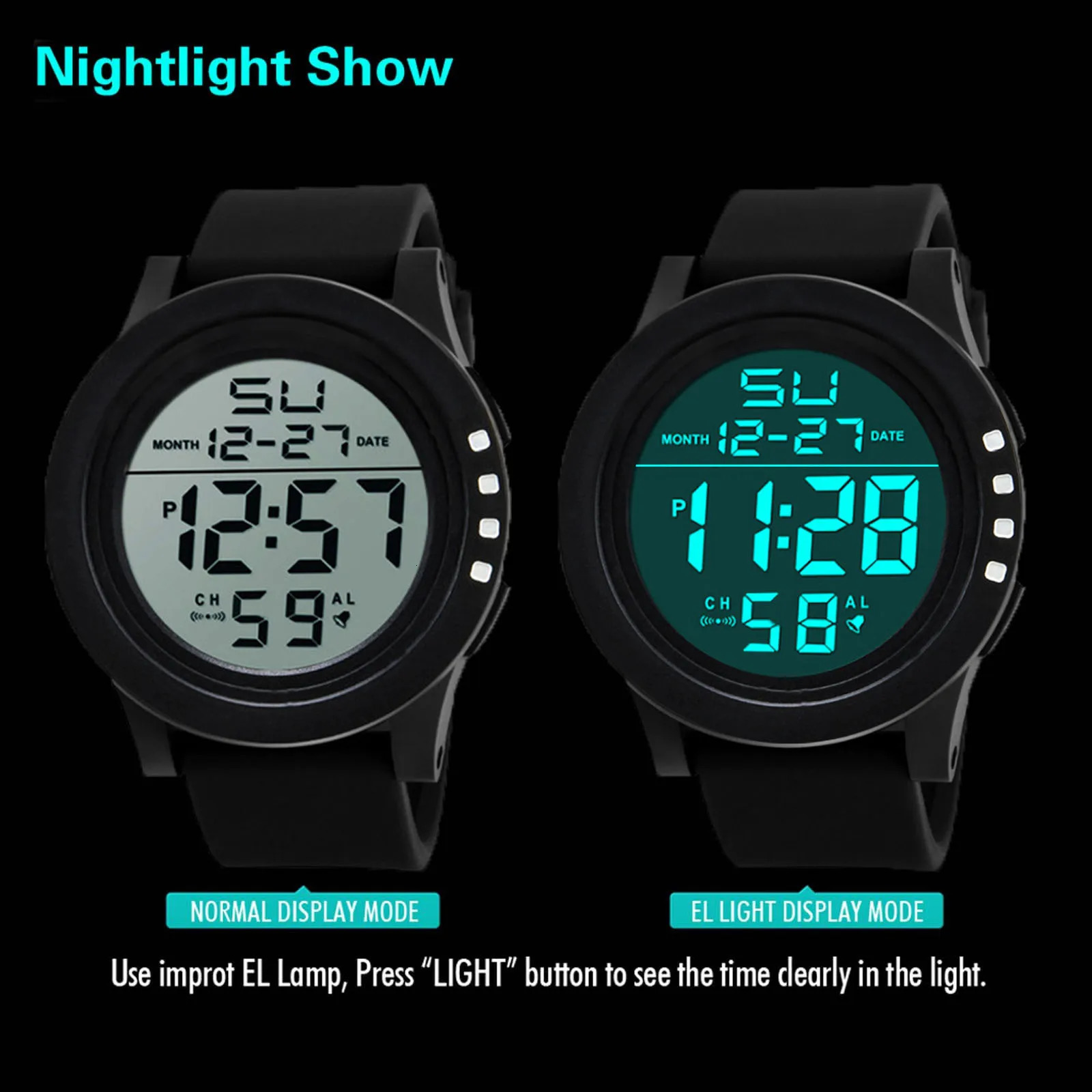 YIKAZE Mens Sports Watch luminous Waterproof Alarm Clock Man Digital Watches Multifunction Military Electronic Wristwatch 250928
