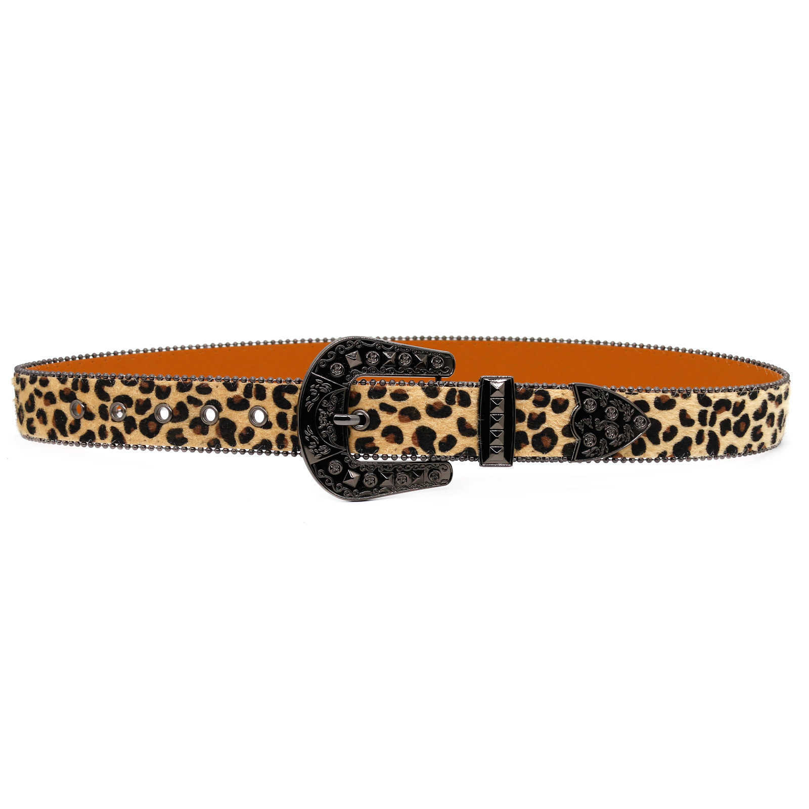 Fashionable leopard print women's belt; decorated with ins style, high-end feeling belt; versatile and simple waist belt for L250930