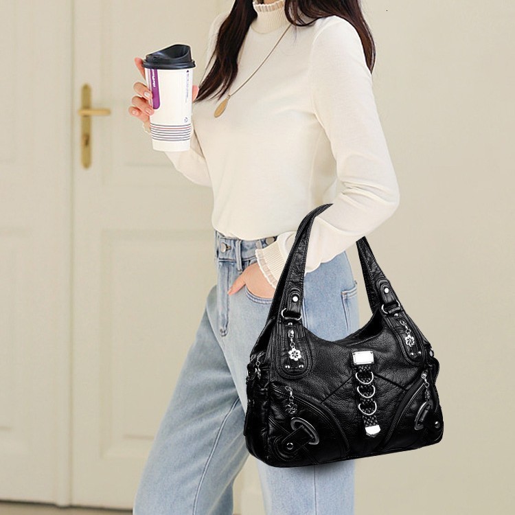 Womens Bag Trendy Large Capacity Shoulder Bag Motorcycle Bag for Women