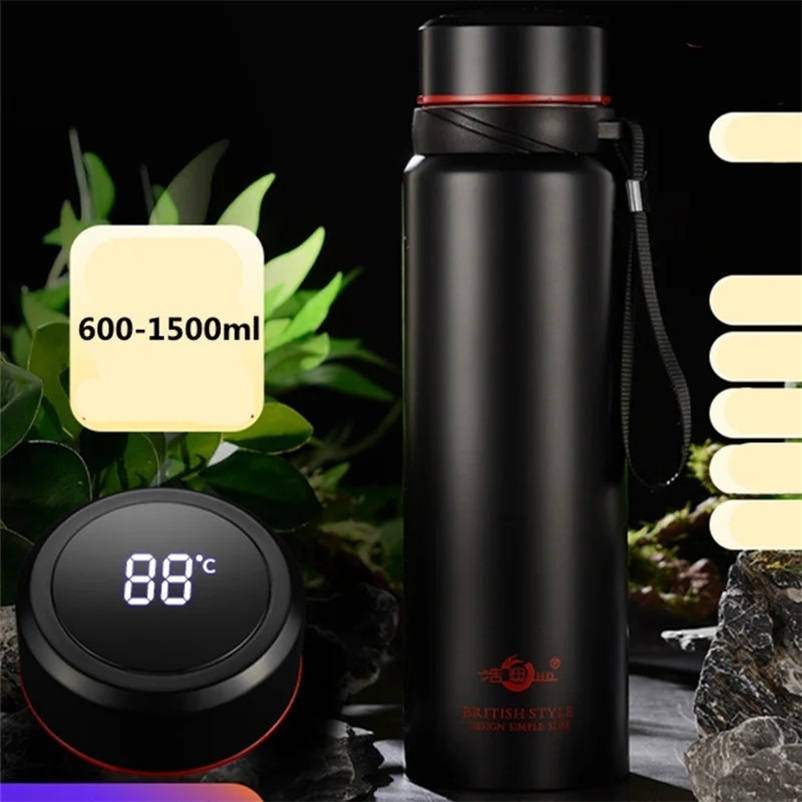420-1500ml Large Capacity Vacuum LED Smart Temperature Digital Display Thermal Flask Thermos for Tea Water Bottle Keep Cold/Warm 250328bj W260226