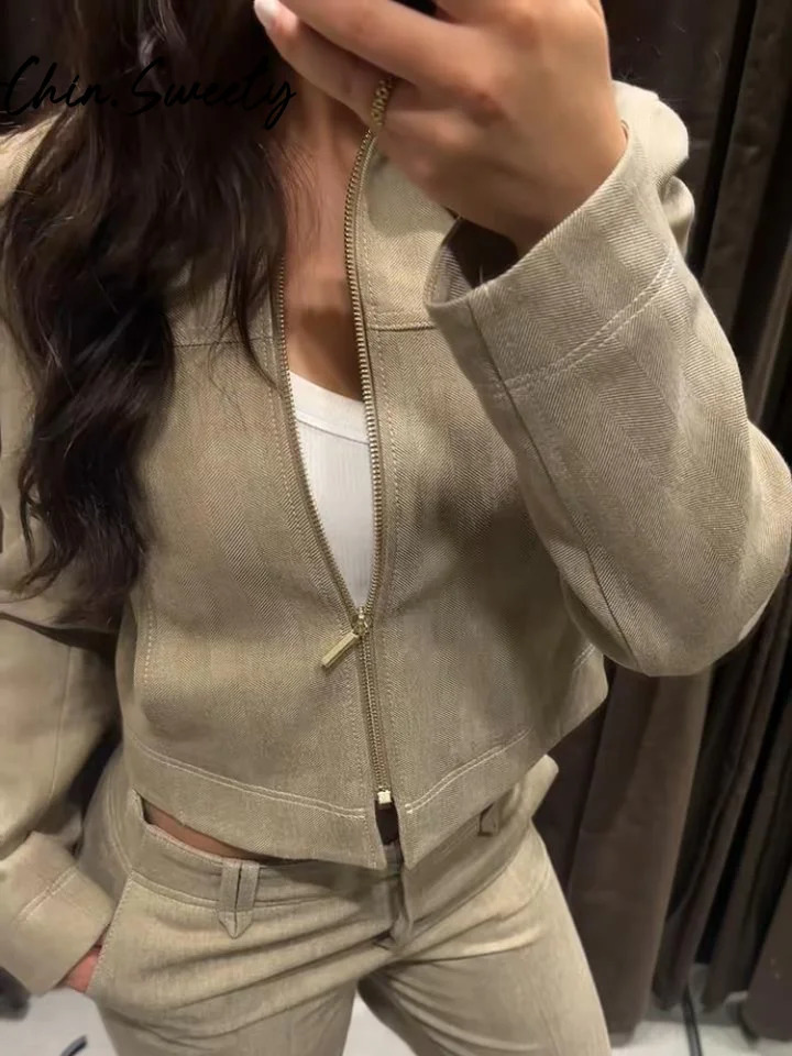 Loose Coat Pant Sets Women Elegant Button Long Sleeve Jacket Zipper Pleated Straight Trousers 2025 Autumn Street Lady Outfit 250922