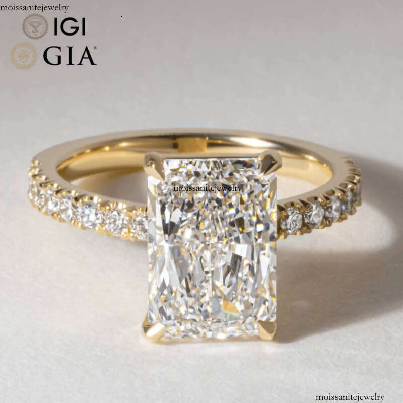 Gia Igi Certified Vvs Cvd Lab Grown 10k 14k Gold Radiant Cut Pave Engagement Ring