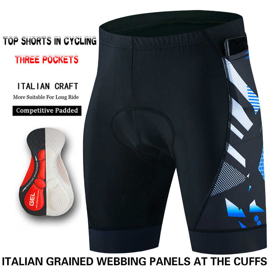Men's new style cycling suit shorts for summer, quick-drying and breathable with 3 pockets and a tight silicone seat pad.