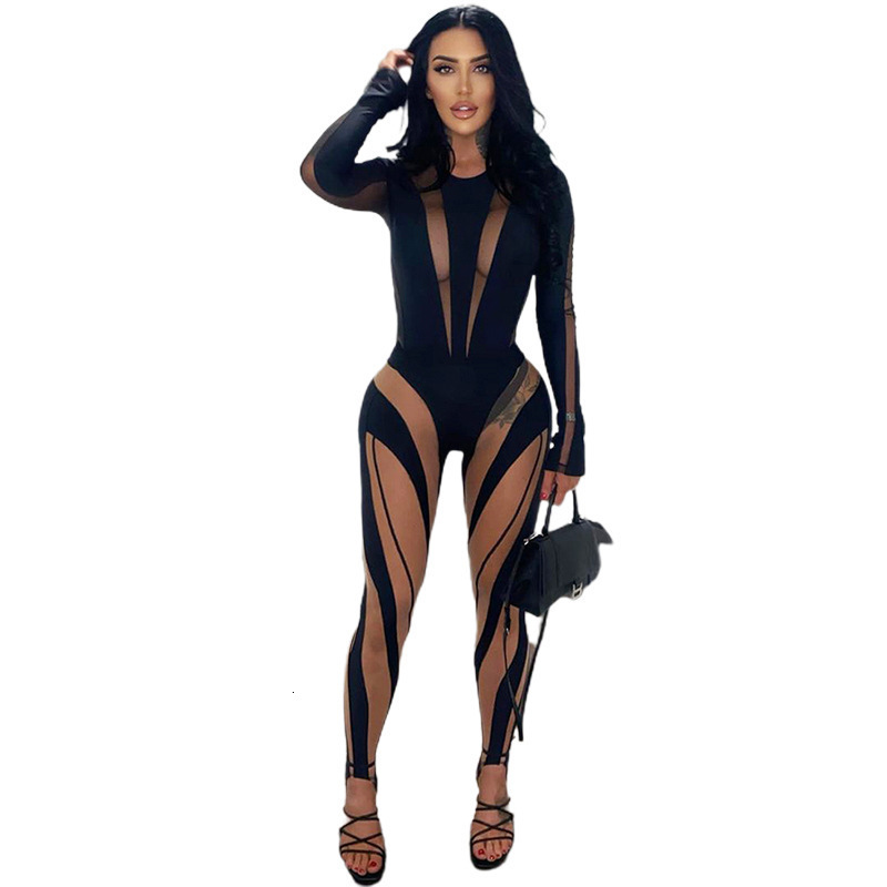 2023 New Spring Womens Fashion Round Neck Long Sleeve Slim Fit Bodycon Casual Jumpsuit 230921