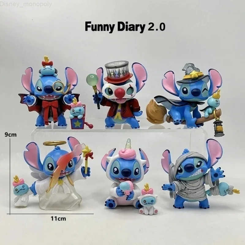 Disney 2025 New Stitch Funny Diary 20 Blind Box Figure Stich Peripheral Trendy Toys Dolls Desktop Ornaments For Girls Holiday Gifts H250930