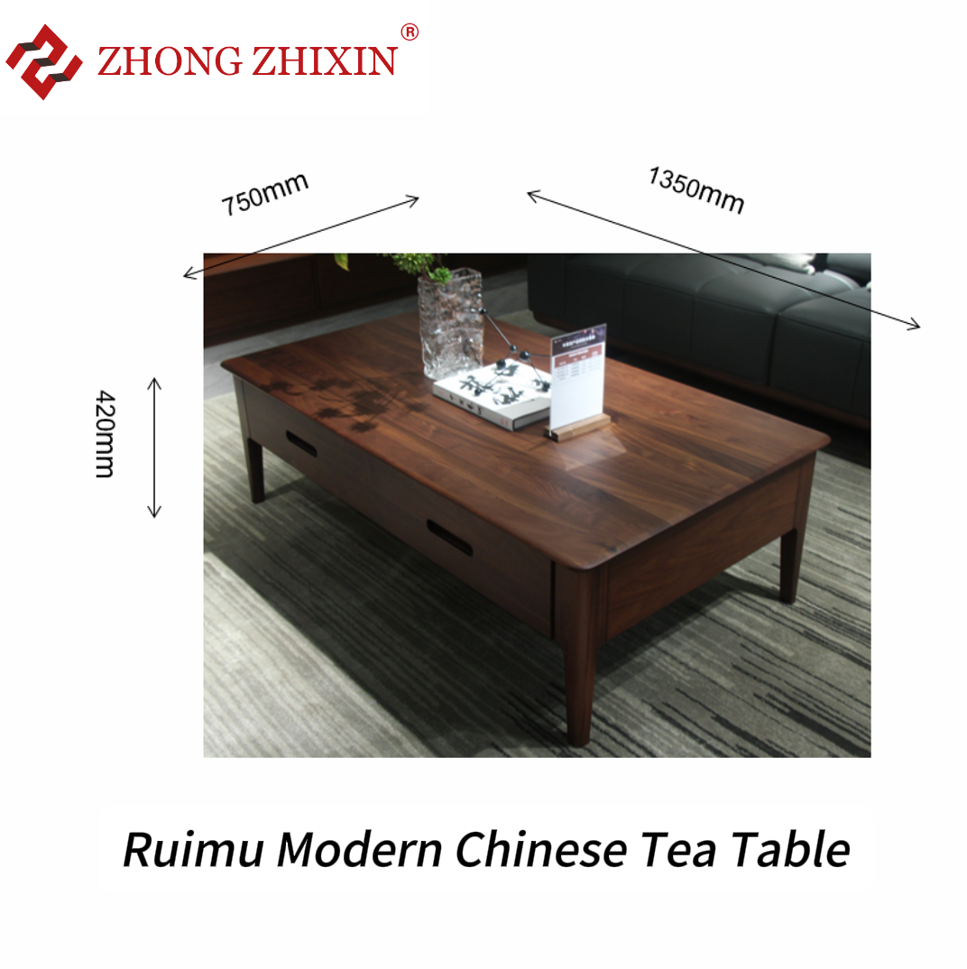 Zhongzhixin Solid Wood Dining Table, New Chinese Style Designer Ruimu Series - Rectangular Table for 4 People for Dining Room, Natural Wood Finish