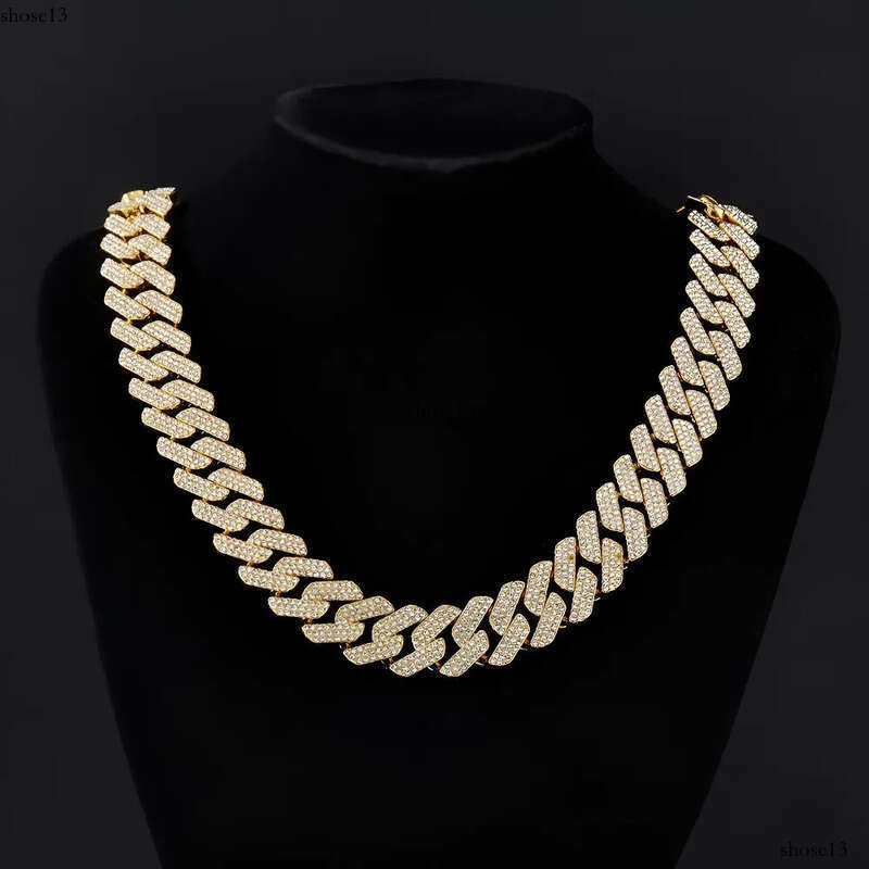 Fashion jewelry 20MM3 row moissanite hip-hop Cuban chain exaggerated rap men's designer necklace