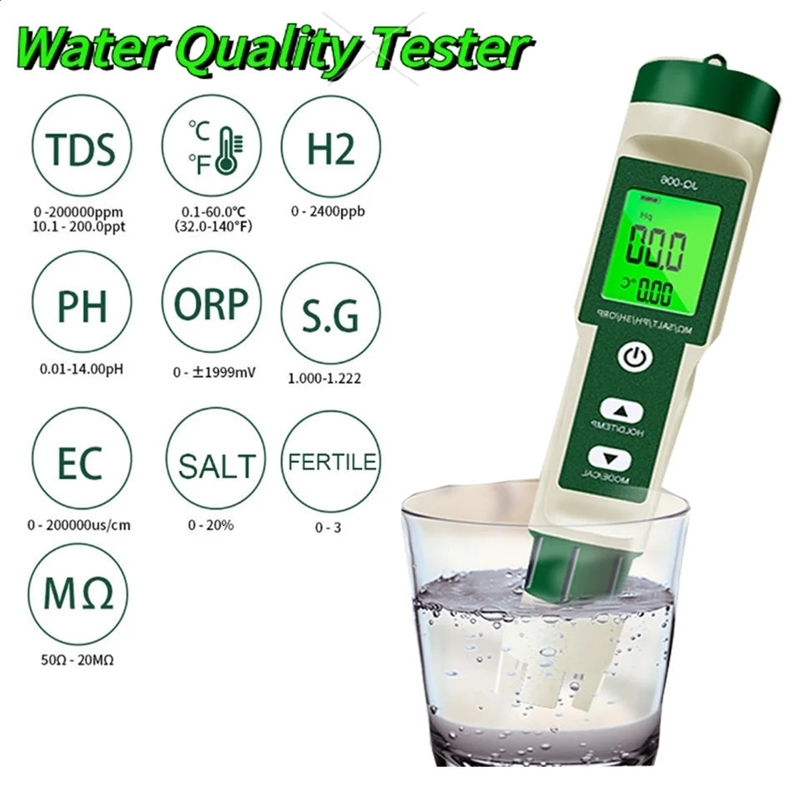 Digital 10 in 1 Water Quality Tester High Safety Water Quality Testing Pen Water Quality Measurement Tool 240701bj