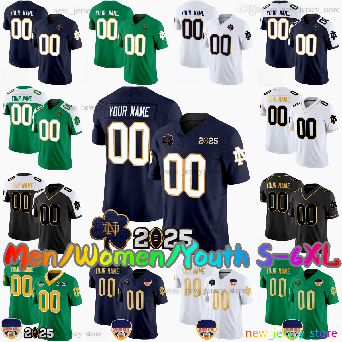 2025 Custom S-6XL Notre Dame Fighting Irish College Football Jersey 4 Jeremiyah Love 13 CJ Carr Riley Leonard 3 Joe Montana 5 Beaux Collins Raridon Stitched Jerseys