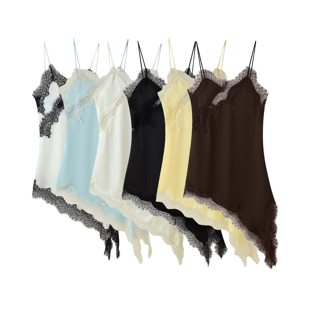 GC148 European and American style sexy modified asymmetrical lace splicing suspender dress