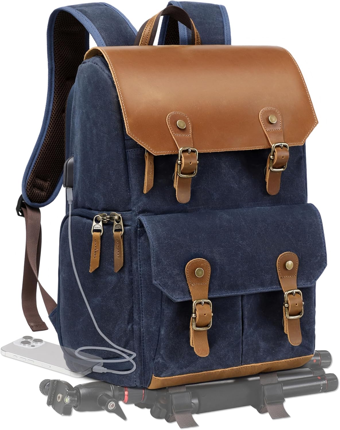 Blue Camera Backpack - Waxed Memory Canvas Camera Bag