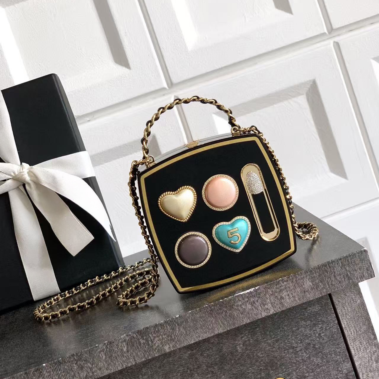 makeup palette minaudiere pearl ring minaudiere evening bag ice cream new popcorn minaudiere cosmetic case original quality small flap bag sequin bag designer