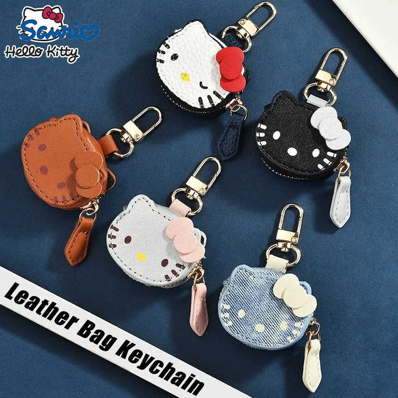 Sanrio Kawaii Hello Kitty Leather Bag Keychain Cartoon Backpack Pendant Girl Fashion Clothing Anime Exquisite Accessories Cute Gifts L250930