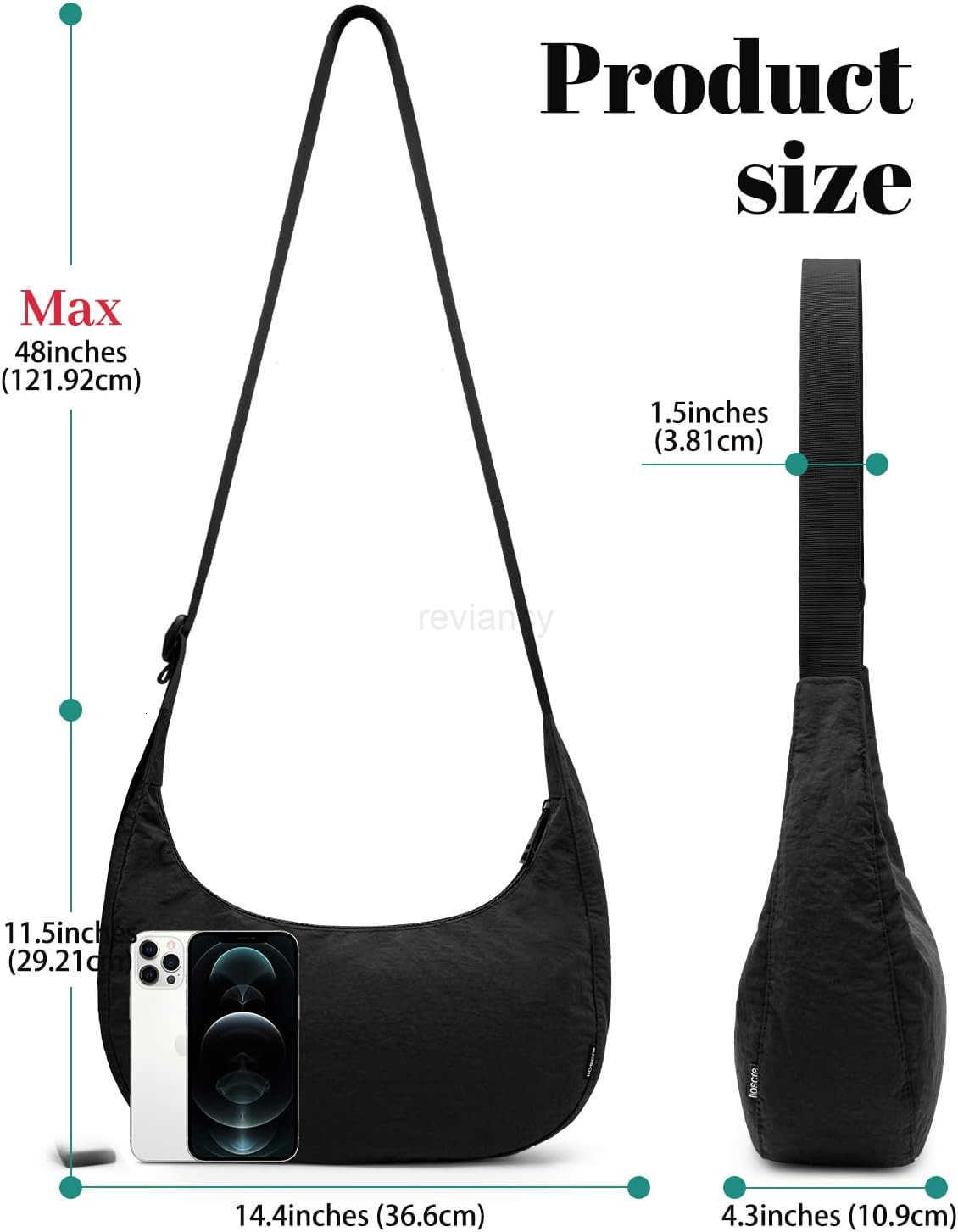 Medium Crossbody Crescent Bag for Women Men Trendy Nylon Crossbody Hobo Bag with Adjustable Strap and Inner PocketsW250930