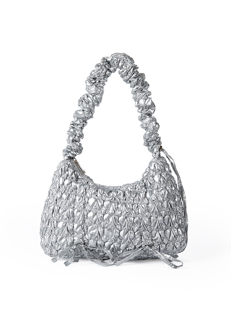 2025 New Style Textured Niche Bubble Pattern Girlish Trendy Cloud Pleated Retro Korean-Style Single-Shoulder Crossbody Women's Bag