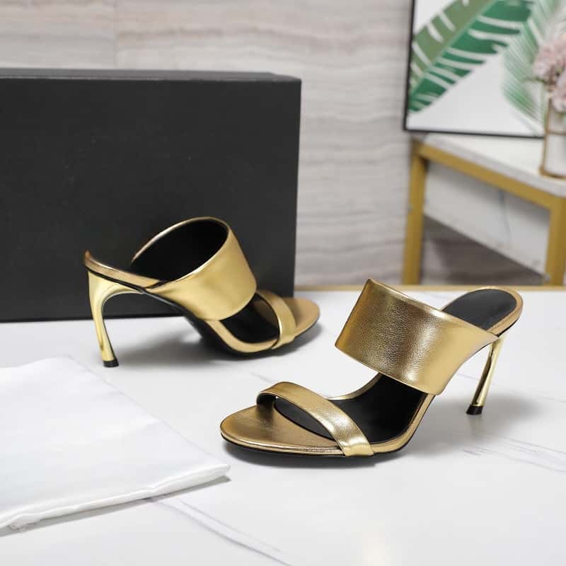 Fashionable High-Heeled Sandals With Cowhide Lining Foot Pads Edging All Sheepskin Rubber Outsole Heel Height OF 10cm