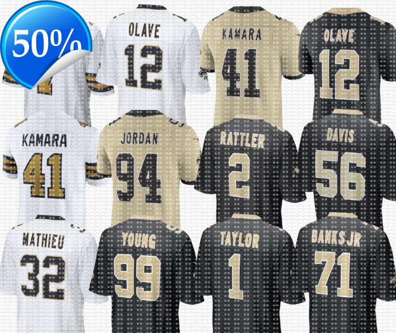 nfl Saints Jersey Steve Gleason Drew Brees Tyrann Mathieu Alvin Kamara Cameron Jordan Chris Demario Davis Rashid Shaheed Kelvin Banks Jr Taysom Hill Football