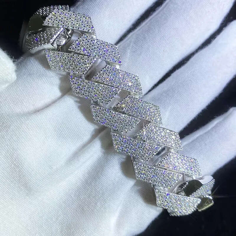 Lifeng Jewelry 20mm 4rows VVS Moissanite k Bracelet Sterg SIer Dia Hiphop Cuban Chain for Men