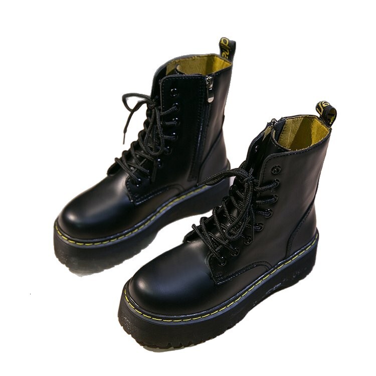 Martin Platform Thick Sole Work Black Motorcycle Ankle Boots Single Boots Shoes