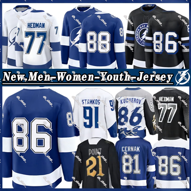 #86 Nikita Kucherov tampa bay hockey jersey lightning jersey #88 Andrei Vasilevskiy Steven Stamkos Brayden Point Victor Hedman Jake Guentzel Anthony Cirelli jerseys