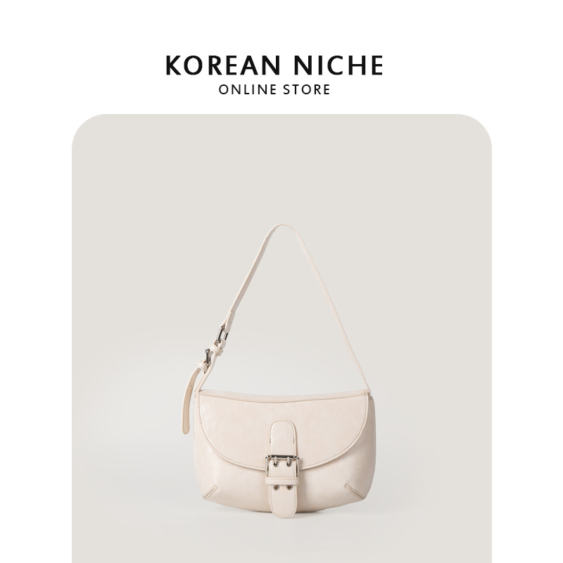 2025 Korean-Style New Small And Niche Retro For Women Shoulder High-Quality Texture Women's Handbag Shiny Patent Leather Underarm Bag