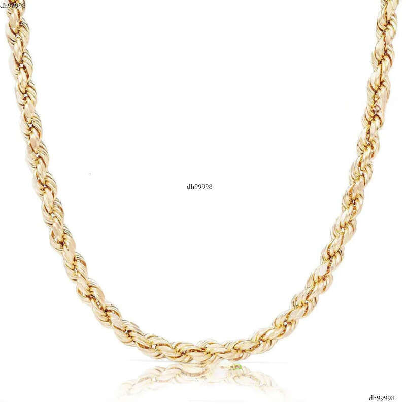Real 10K 14K Solid Gold Rope Chains For Men Hip Hop Necklace