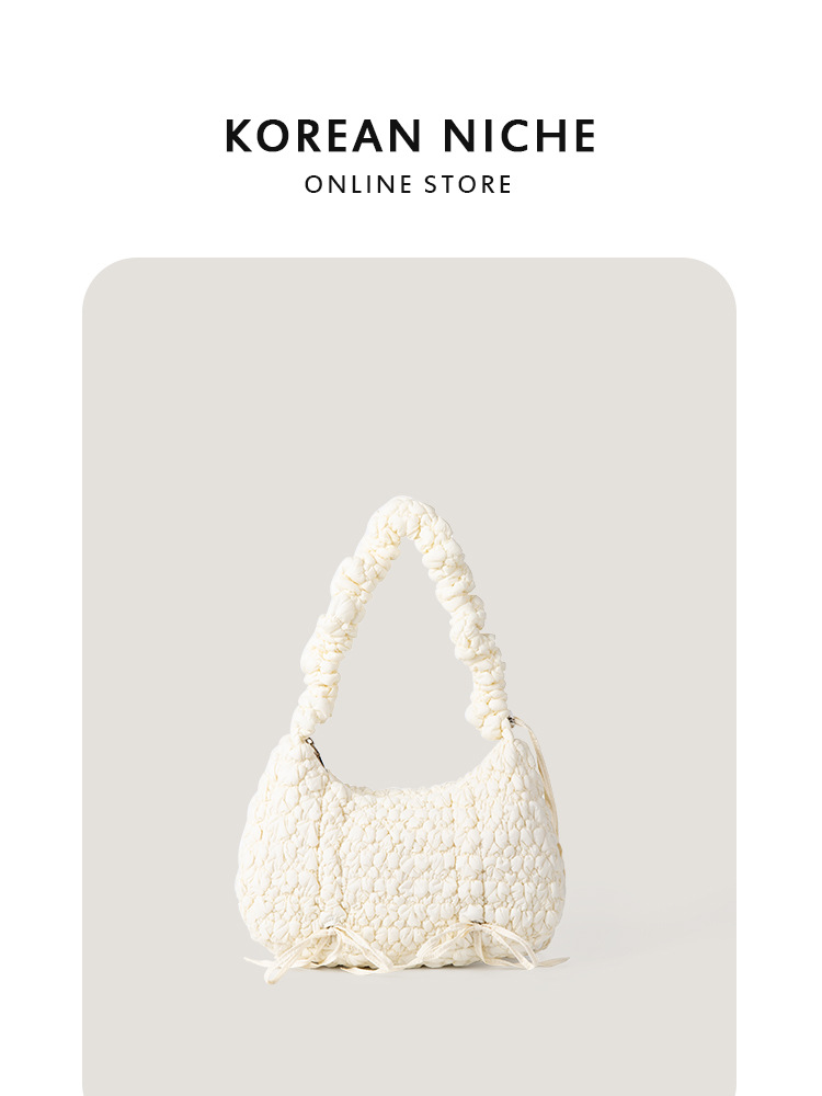 2025 New Style Textured Niche Bubble Pattern Fashionable Girlish Trendy Cloud Pleated Retro Korean-Style Single-Shoulder Crossbody Women's Bag