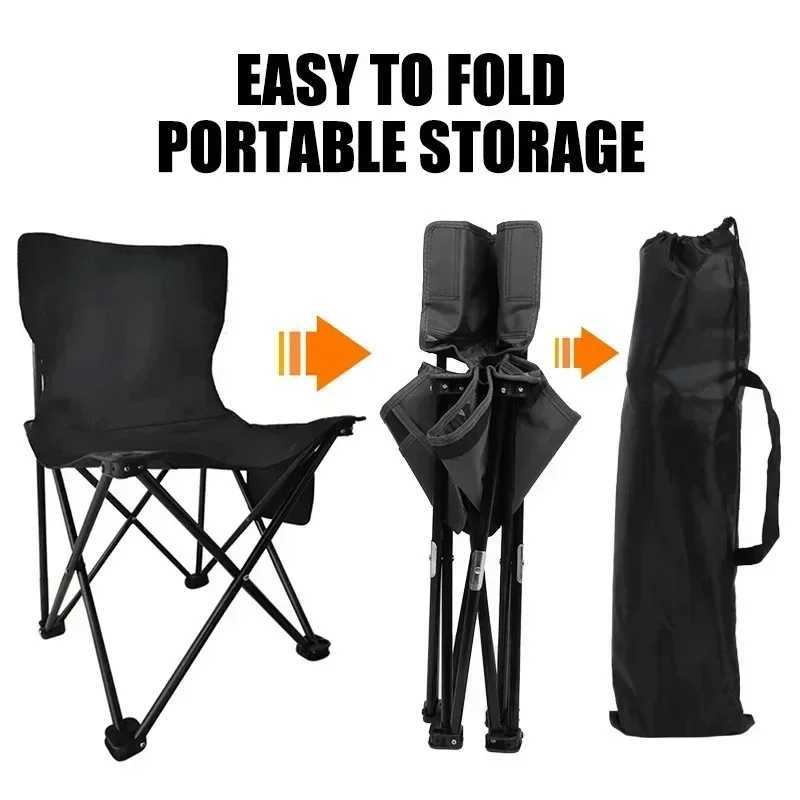 Outdoor Portable Folding Chair With Storage Bag Foldable Car Outdoor Chair Lightweight Bearing Strong Ride Comfort Camping Gear J250930