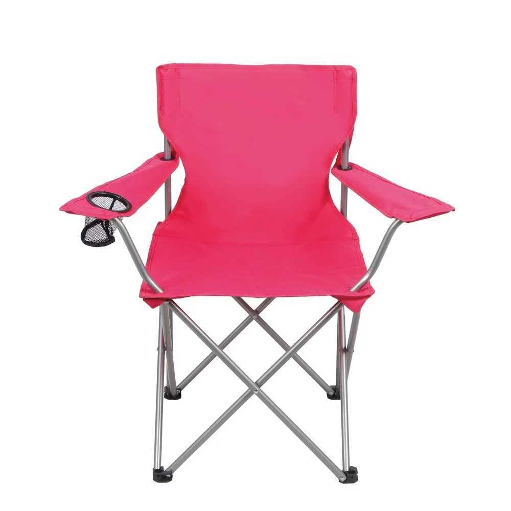 Folding Quad Camp Chair Portable Outdoor Seating Steel Frame with Cup Holder Easy Transport Camping Tailgating Games J250930