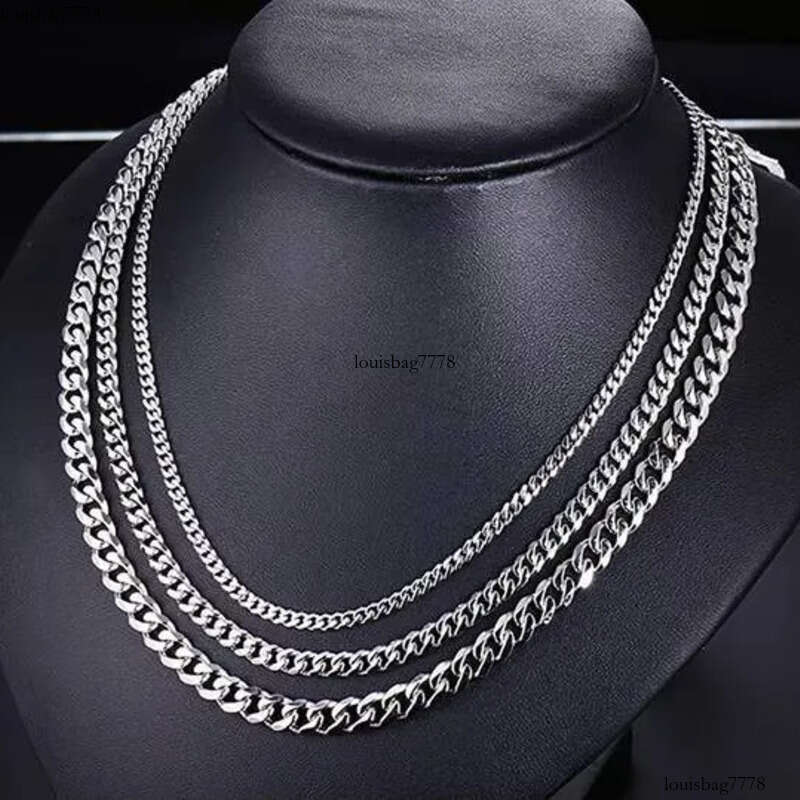 High Quality Stainless Steel Cuban Link Chain Necklace for Men Dia Cut Black Sier Vintage Trendy Jewelry Gold Plating