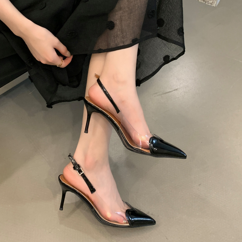 Womens Peep Toe Sandals Summer 2025 Heart 7CM Peep Toe Mid High Heel French Pointed Toe Sandals to Match Skirts w250905