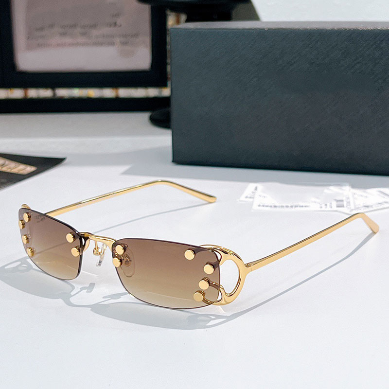 Rectangular frameless sunglasses for women man Designer Runway Sunglasses Fall Winter Show New Eyewear 100% UVA UVB protection SPRC57