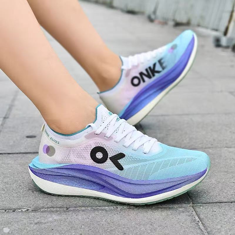 ONKE Women's Summer Lightweight Breathable Carbon Plate Men's Ultra-light Anti-slip Wear-resistant Cushioning Couple Running Sports Shoes