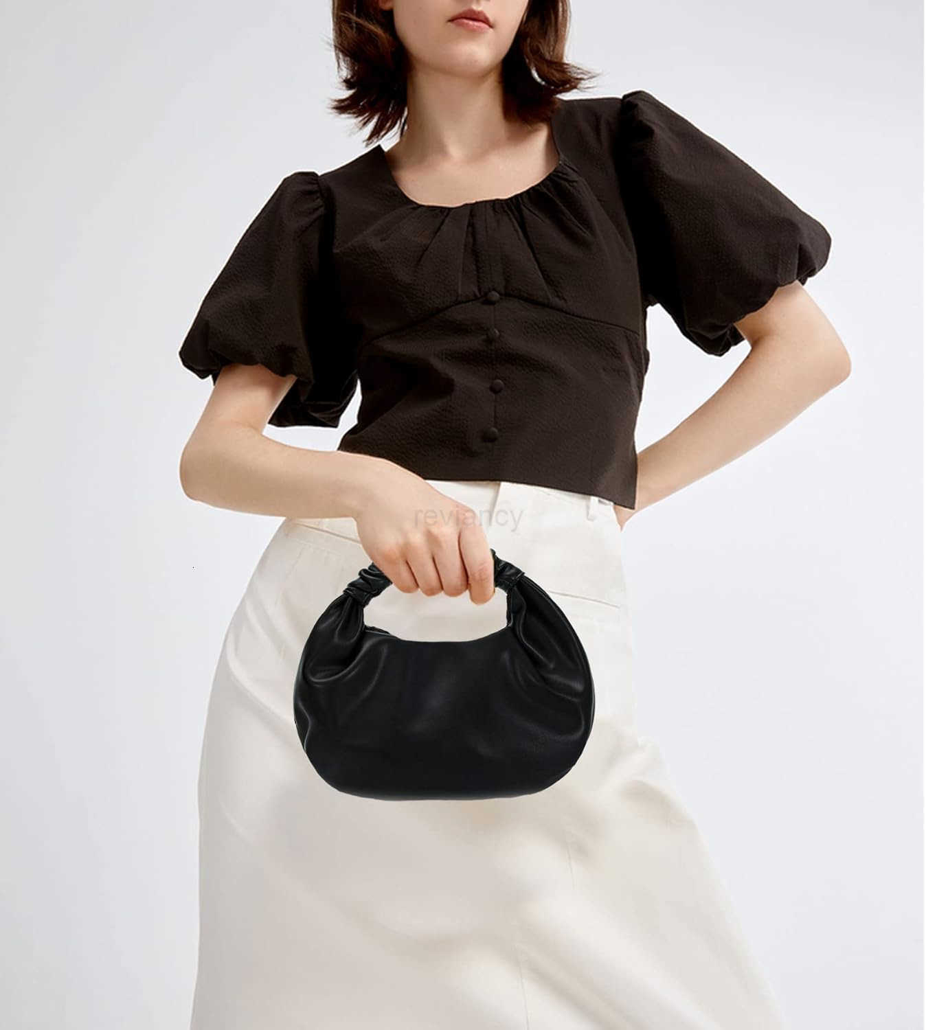 Mini Hobo Tote Bags for Women Soft Leather Clutch Purses for Women CloudShaped Top Handle BagsW250930