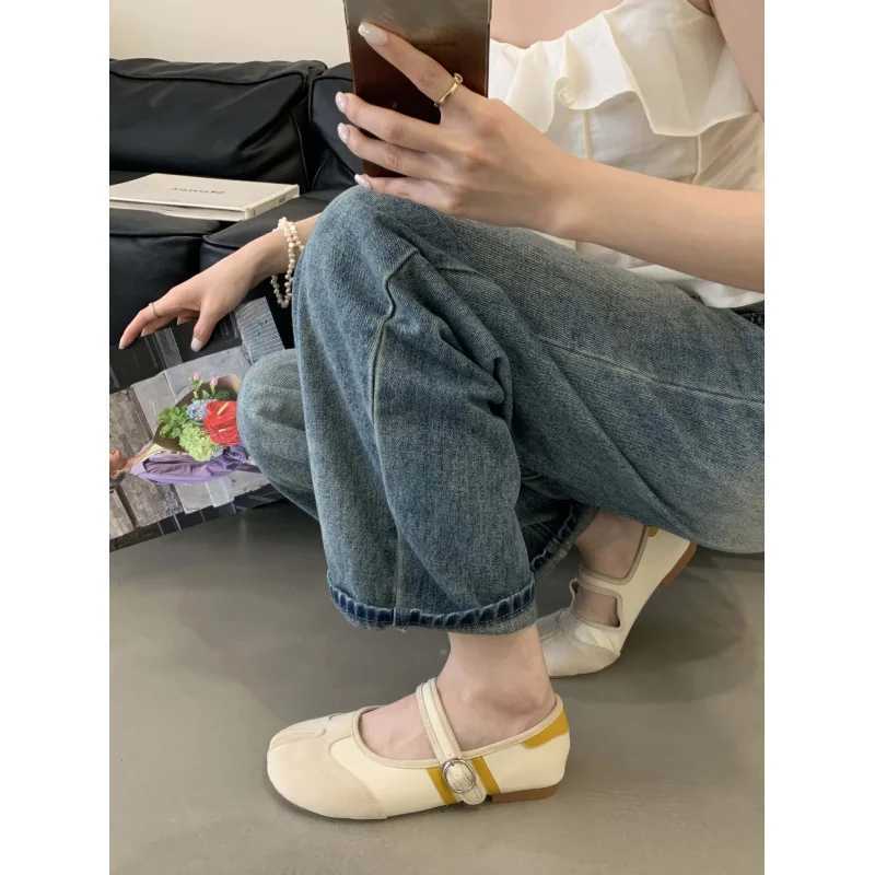 2025 Autumn New Mary Jane WenS Shoes Korean Version Round Toe Cfortable Flat Shoes Split Toe Horseshoe Shoes Y250930