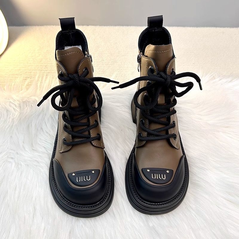 Martin New Thick-Soled Casual Plush Lined Motorcycle Ankle Winter Warm Cotton Boots