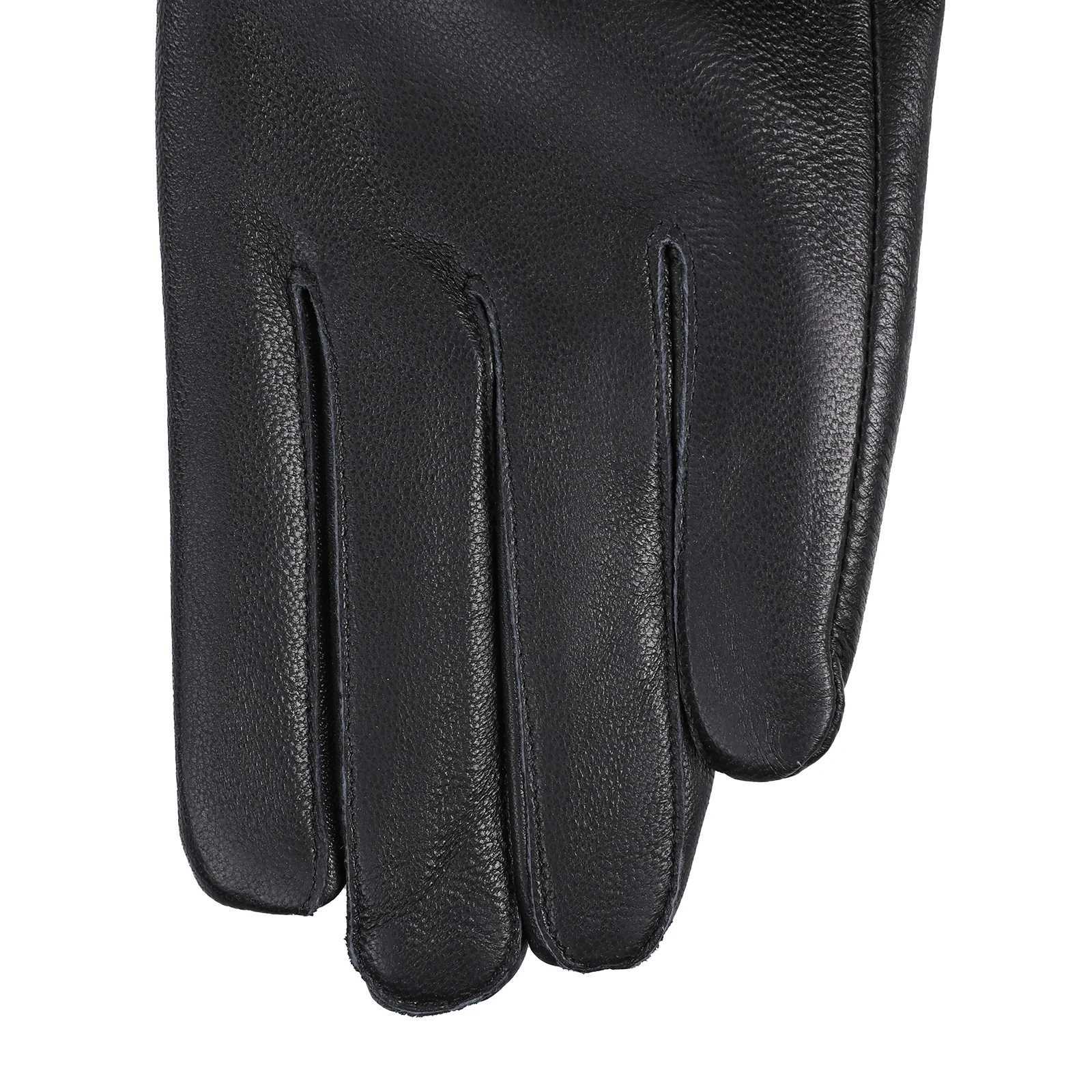 BOONJOVIA Women Genuine Lambskin Leather Gloves With Real Fox Fur Trim Cuff Winter Warm Driving GlovesVelvet Lined C250930