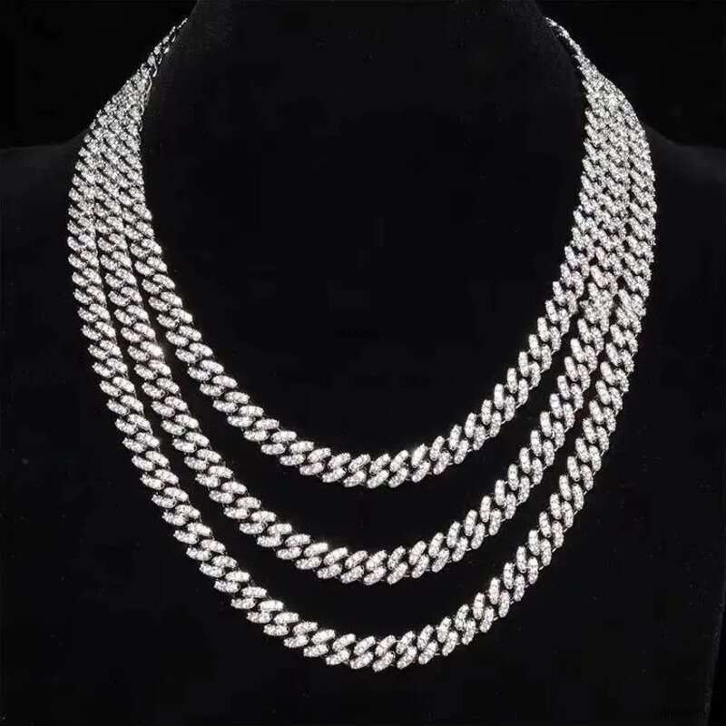 Bling Hip Hop 6mm 10mm Single Row Sier Pass Dia Tester Moissanite Necklace Cuban Link Chain