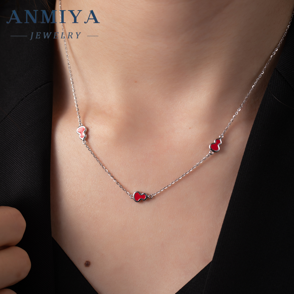 Wholesale High Quality Luxury 925 Sterling Sliver Jewelry Red Calabash Pendant Ladies Necklace