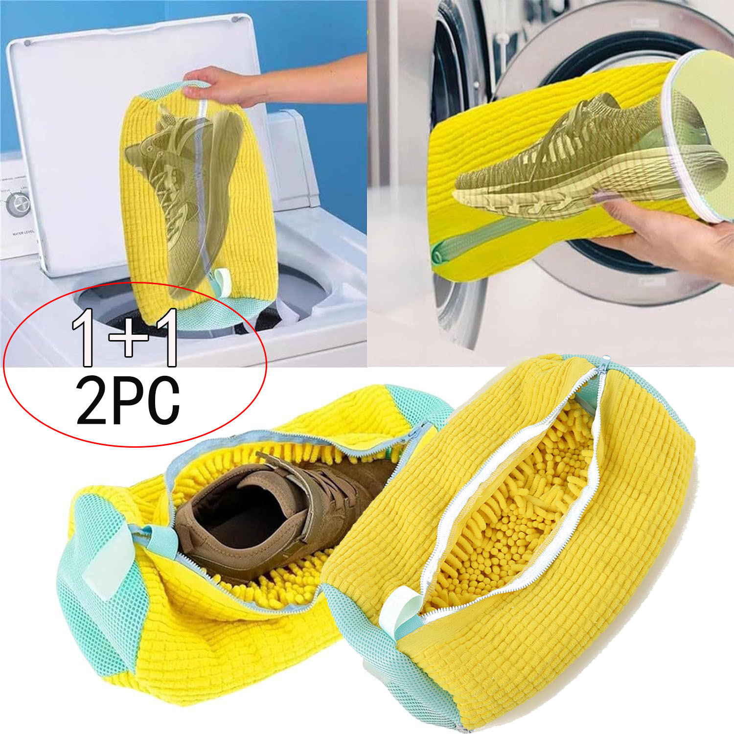 1/2PCS Wash Shoes Bag Padded Net Laundry Shoes Protector Fluffy fibers Polyester Washing Shoes Machine Laundry Bag Drying Bags
