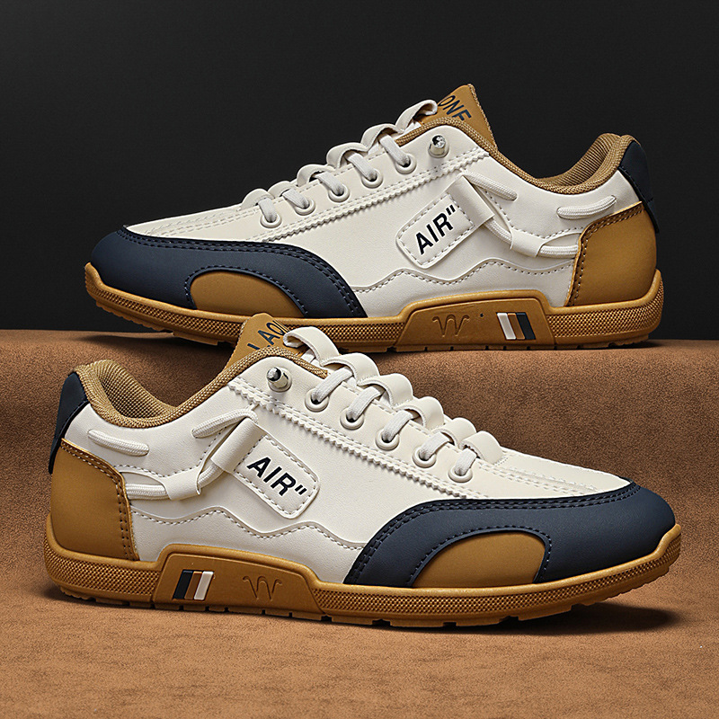 free shipping designer shoes Soft soled trendy student leather breathable casual men's shoes white brown