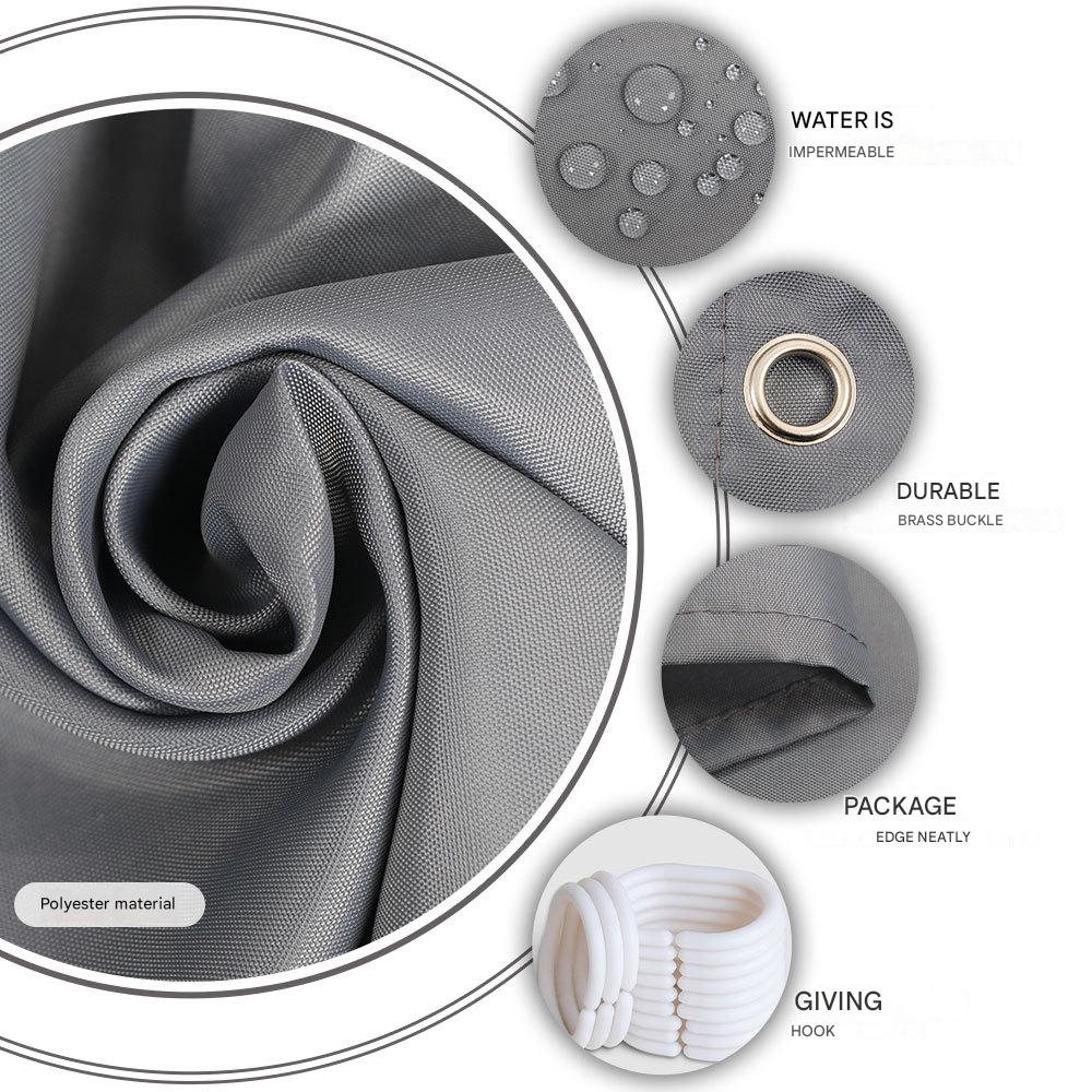 YL-37306 Dry and wet solid color curved bath curtain punch-free L-shaped solid color polyester partition curtain bathroom curtain waterproof hanging c
