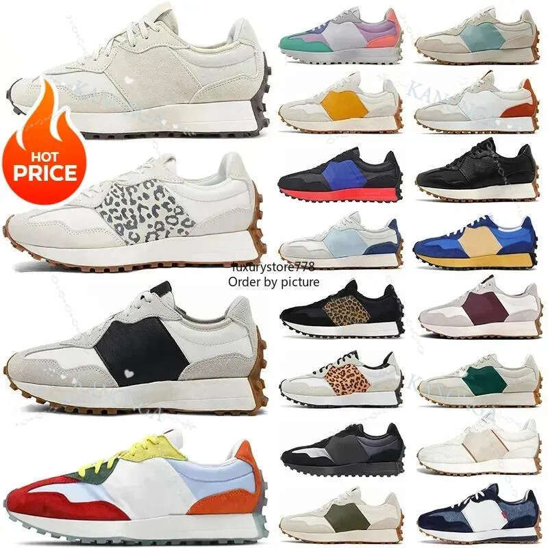 2025New 327 Running Shoes Womens Designer Sneakers Mens Sea Salt Vintage Beige Moonbeam Leopard Print Black White Orange Grey Men Trainers Size 36-45