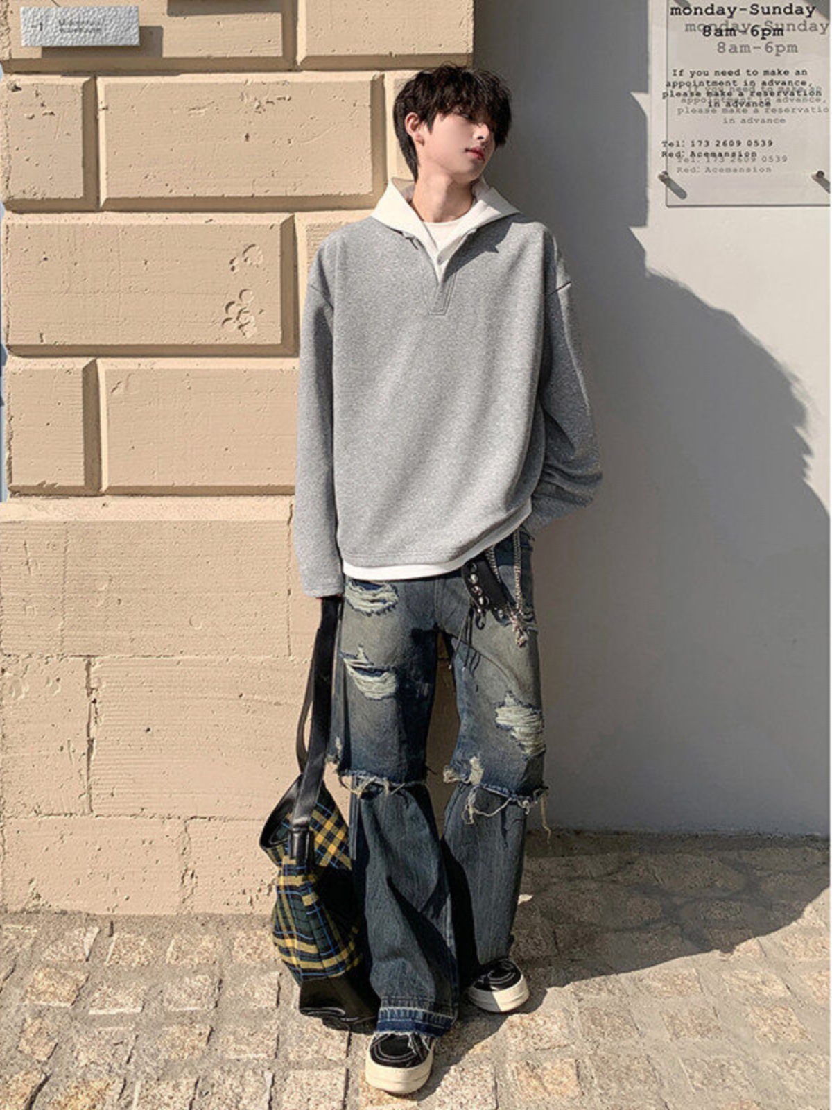1A1698 Sweatshirts for men spring 2025 new styles for inner wear loose heavyweight