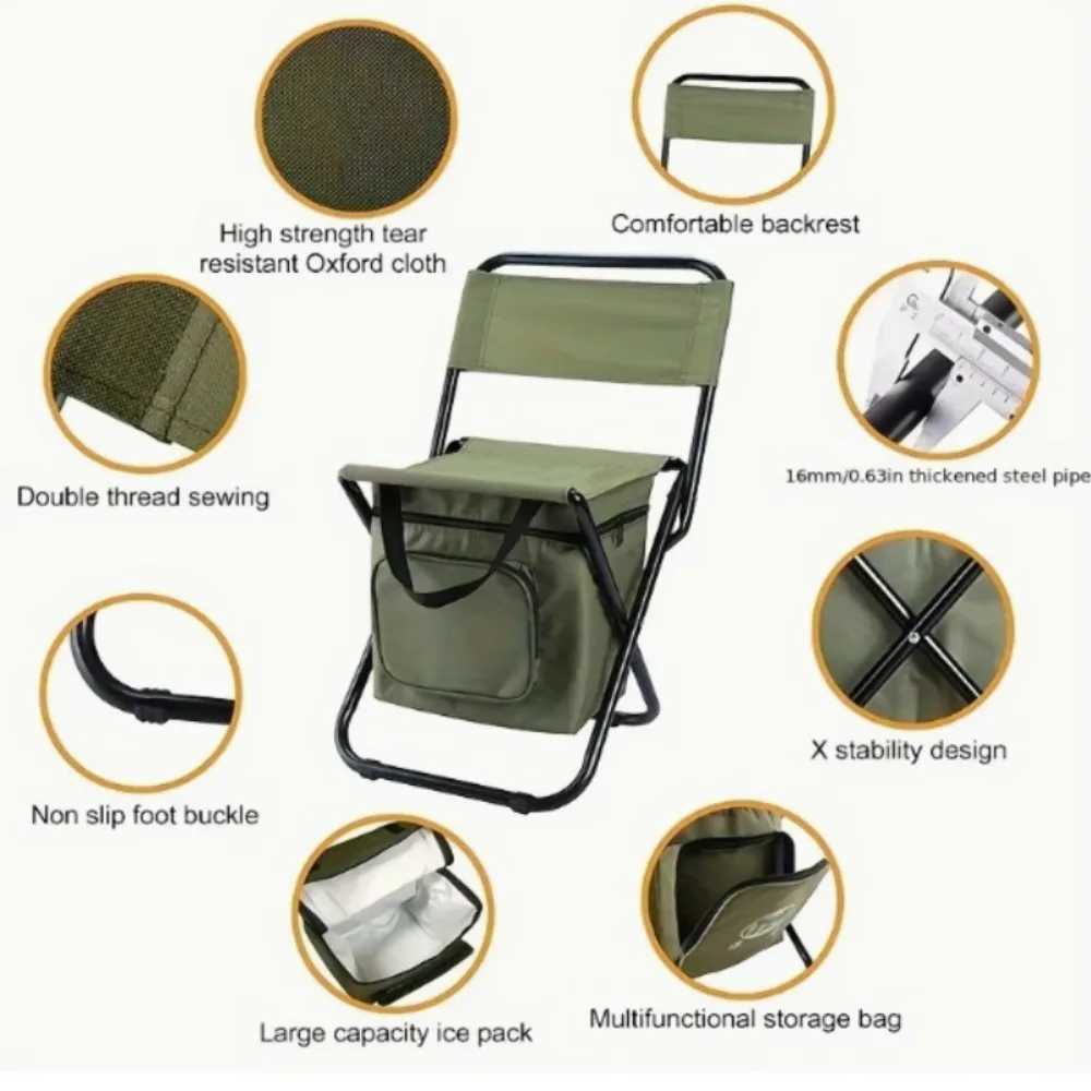 Backrest Leisure Camping Fishing Chair Portable Outdoor Folding Chair with Storage Bag Oxford Fabric Art Living Stool Portable J250930