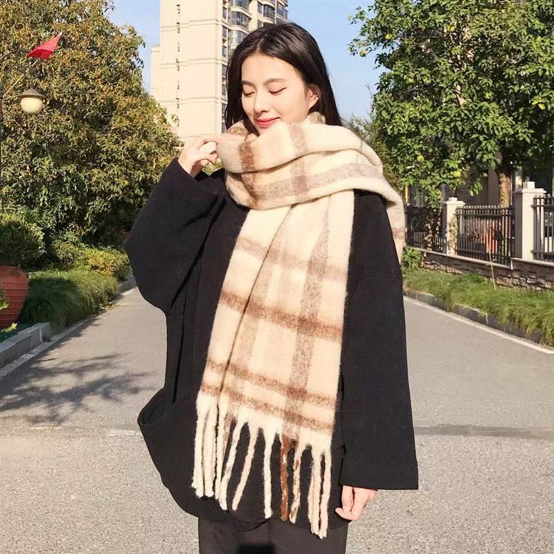 Y1904 New Style Double-Sided Color-Block Cashmere Scarf, Versatile Winter Scarf for Women