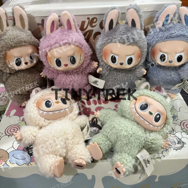 17CM Labubu Plush aroon Action Animation Character Doll Hobby Pendant Decoration Cute Mysterious Box PVC Childrens Day Surprise Gift