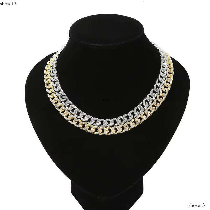 DHCollections Hip Hop for Men Bling Iced Out Cuban Link Chain Gold & Sier Plated Rhinestone Rapper Necklace Fashion Jewellery 18-24 Inch 1 Piece
